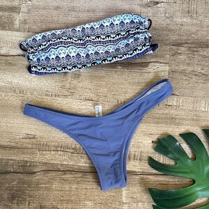 Zaful Blue and Patterned Women's Bikini Set Lg